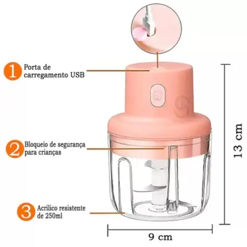 Processador de Alimentos Elétrico sem Fio, 250 ml