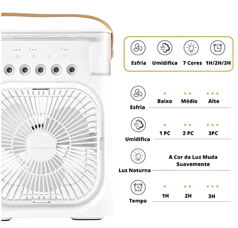 Mini ar condicionado ventilador e nebulizador portátil