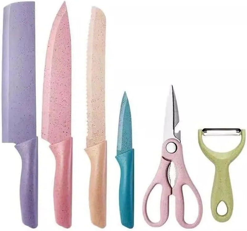 Conjunto Kit 6 facas profissional colorido