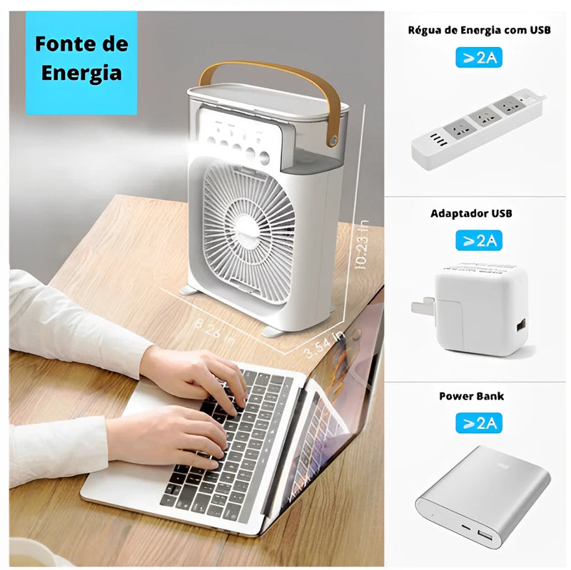 Mini ar condicionado ventilador e nebulizador portátil