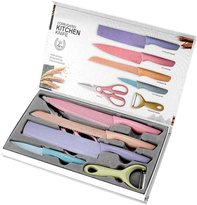 Conjunto Kit 6 facas profissional colorido