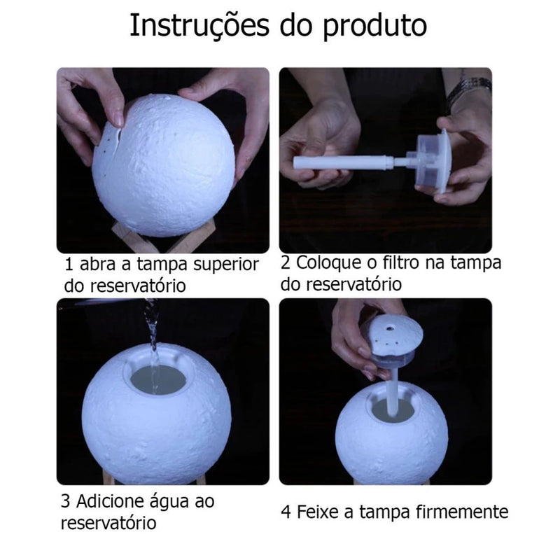 Luminária umidificador lua cheia 3D