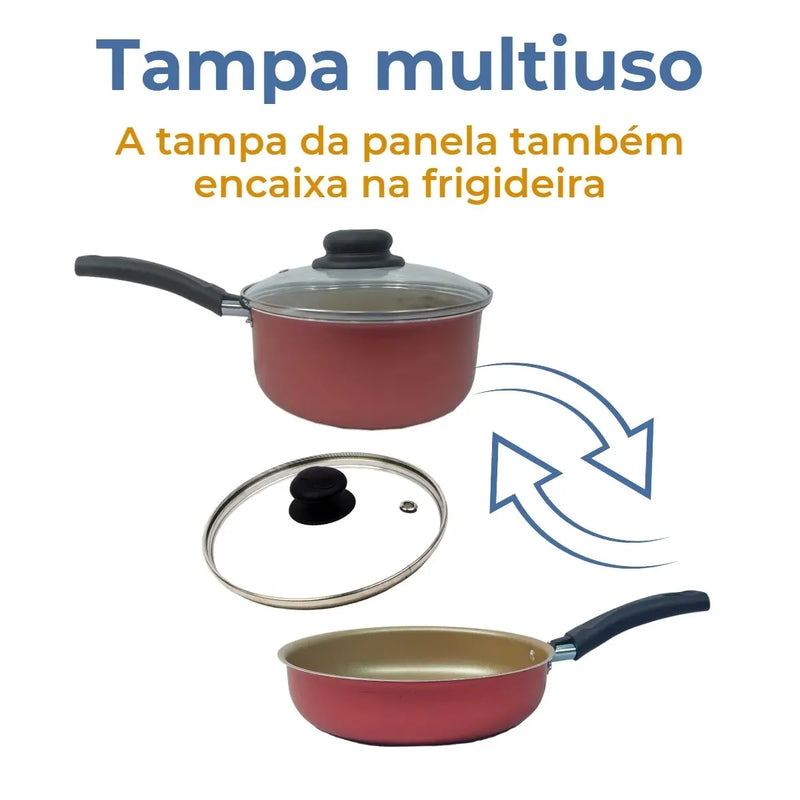 Kit Conjunto de Panelas Caçarola com 9 Peças