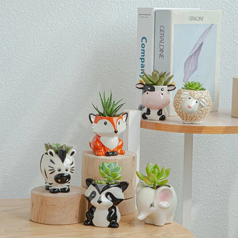 Vaso de flores decorativo animais de cerâmica