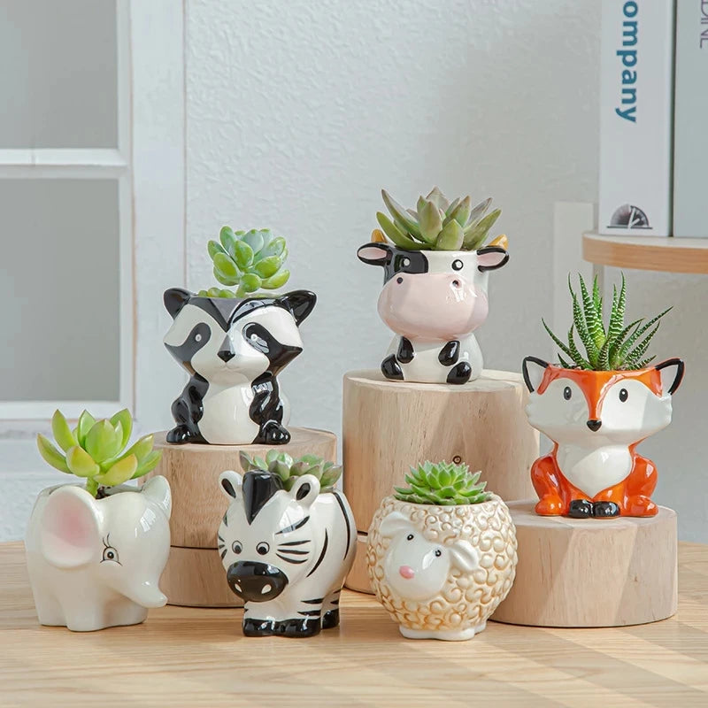Vaso de flores decorativo animais de cerâmica